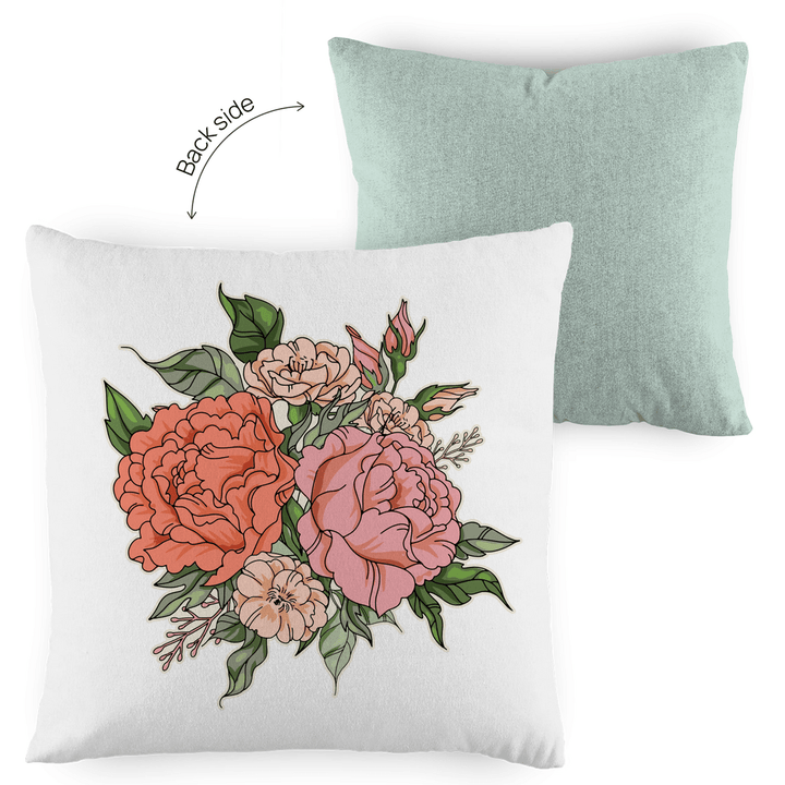 Blumenbouquet - Dekokissen zweifarbig - Textilzauber
