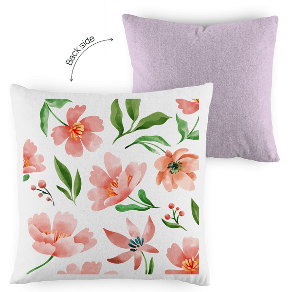 Blumige Aquarellträume - Dekokissen zweifarbig - Textilzauber