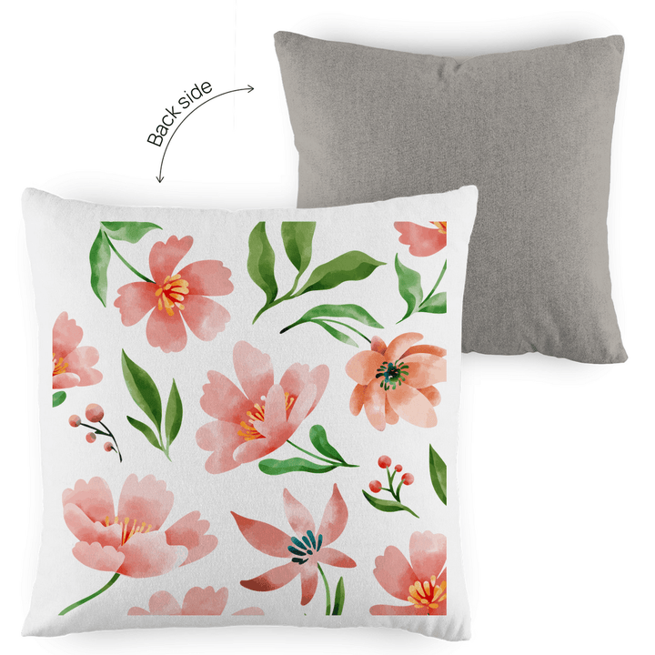 Blumige Aquarellträume - Dekokissen zweifarbig - Textilzauber