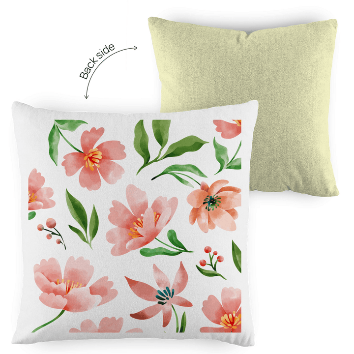 Blumige Aquarellträume - Dekokissen zweifarbig - Textilzauber