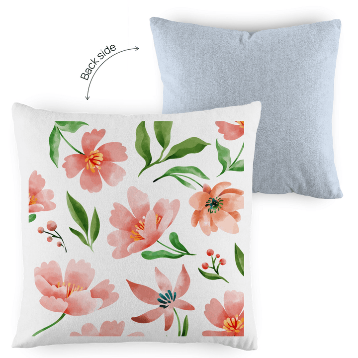Blumige Aquarellträume - Dekokissen zweifarbig - Textilzauber