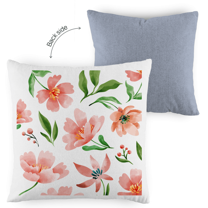 Blumige Aquarellträume - Dekokissen zweifarbig - Textilzauber