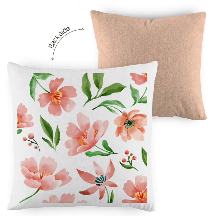 Blumige Aquarellträume - Dekokissen zweifarbig - Textilzauber