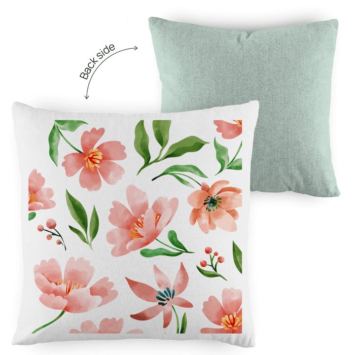 Blumige Aquarellträume - Dekokissen zweifarbig - Textilzauber