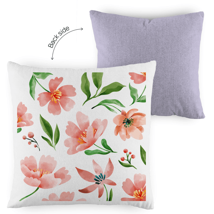 Blumige Aquarellträume - Dekokissen zweifarbig - Textilzauber