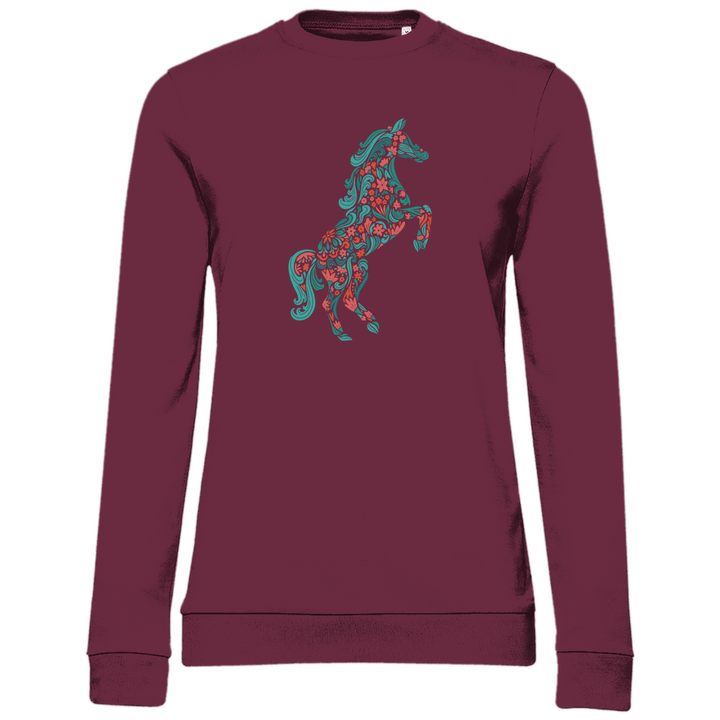 Blumiges Pferd - Damen Sweatshirt - Textilzauber