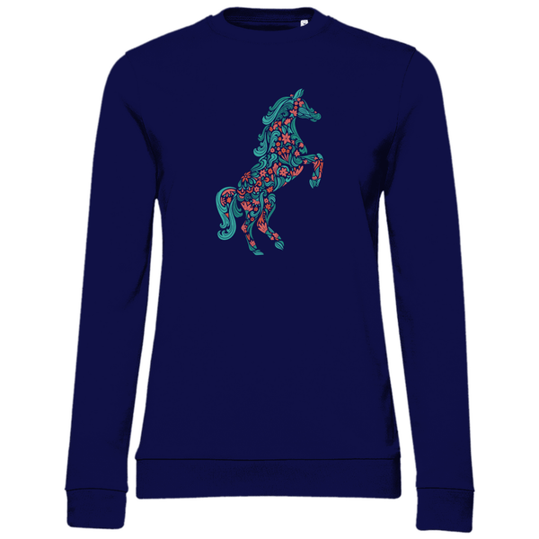 Blumiges Pferd - Damen Sweatshirt - Textilzauber