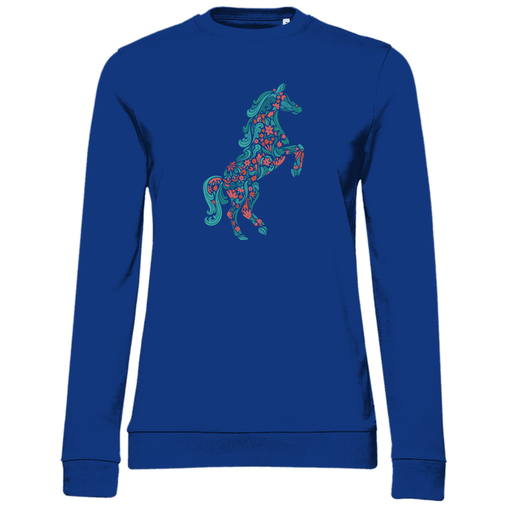 Blumiges Pferd - Damen Sweatshirt - Textilzauber