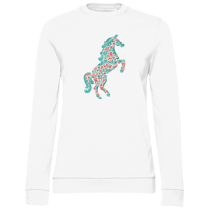 Blumiges Pferd - Damen Sweatshirt - Textilzauber