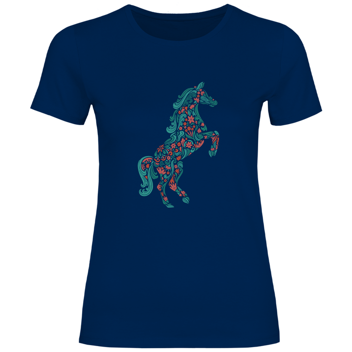 Blumiges Pferd - Damen T - Shirt - Textilzauber