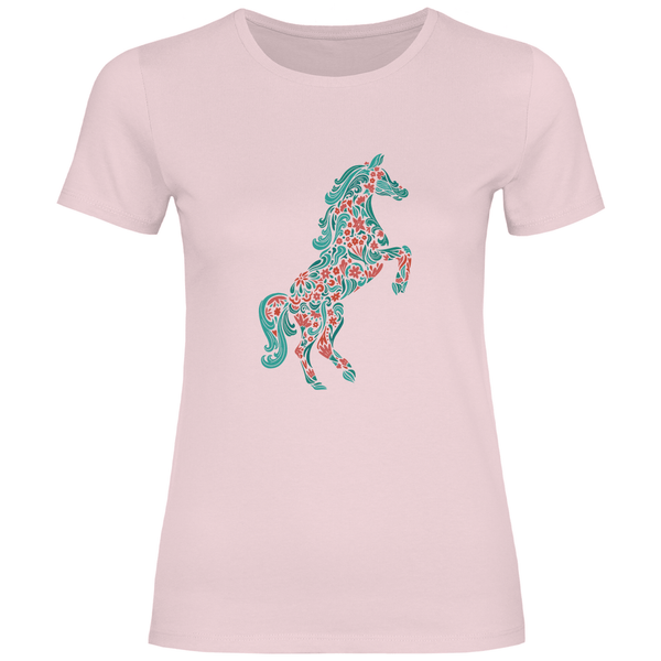 Blumiges Pferd - Damen T - Shirt - Textilzauber