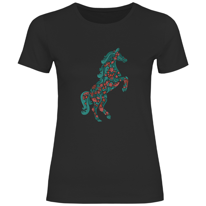 Blumiges Pferd - Damen T - Shirt - Textilzauber