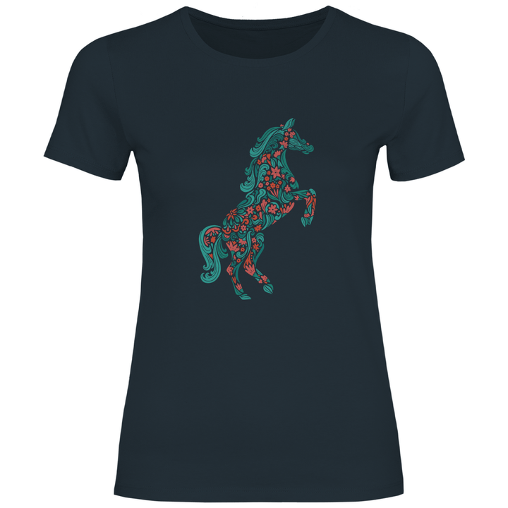 Blumiges Pferd - Damen T - Shirt - Textilzauber