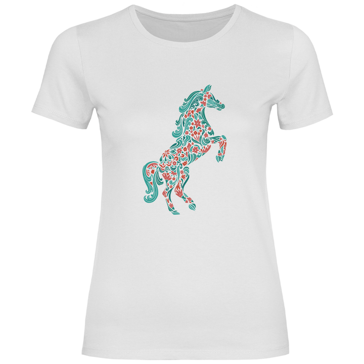 Blumiges Pferd - Damen T - Shirt - Textilzauber