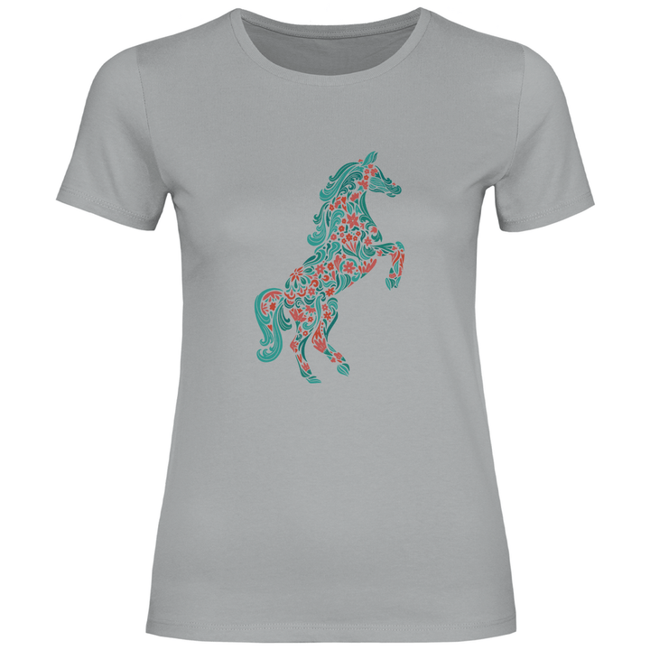 Blumiges Pferd - Damen T - Shirt - Textilzauber
