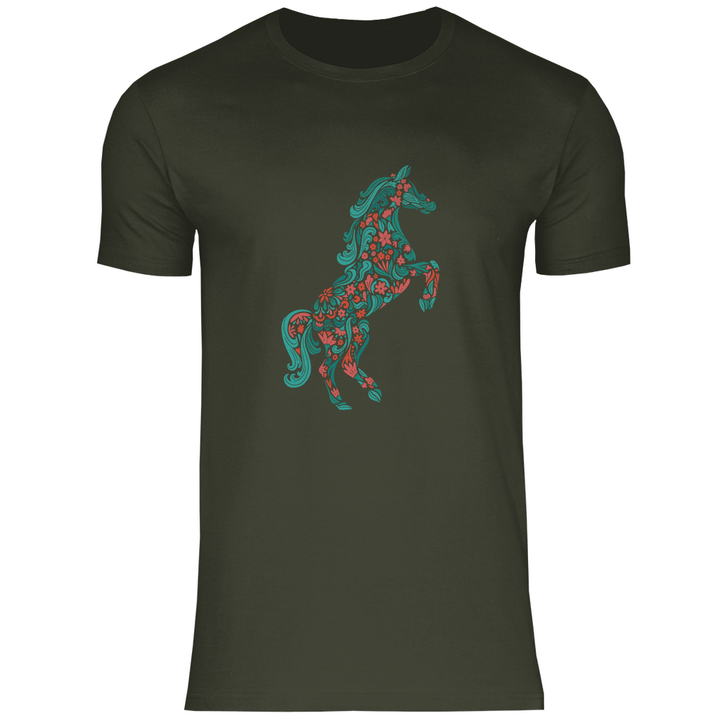 Blumiges Pferd - Herren T - Shirt - Textilzauber