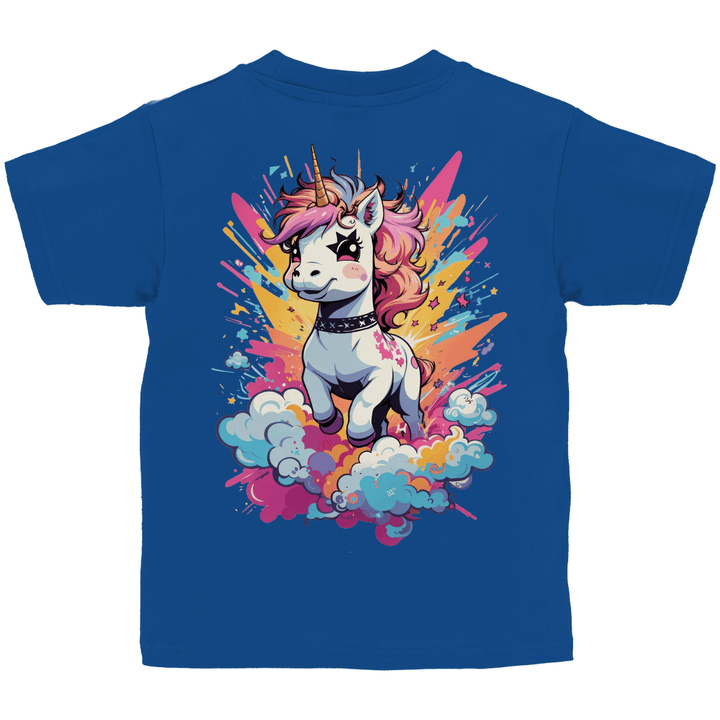 Crazy Einhorn Kinder T - Shirt mit Rückendruck - Textilzauber