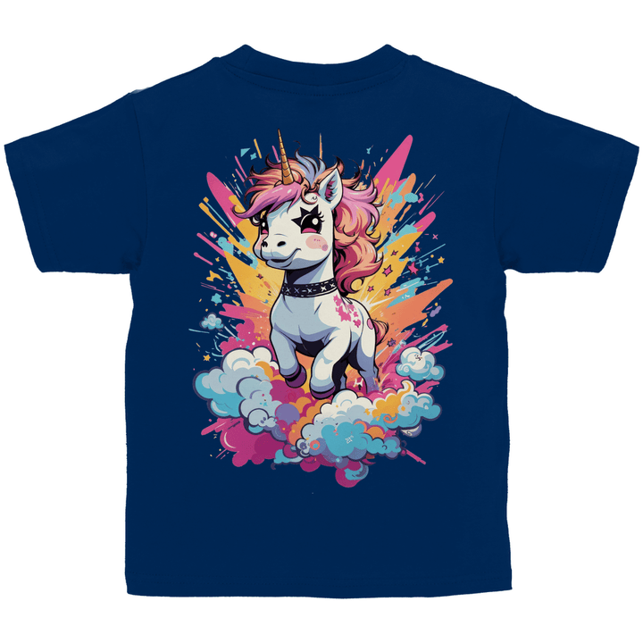 Crazy Einhorn Kinder T - Shirt mit Rückendruck - Textilzauber