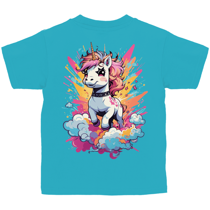 Crazy Einhorn Kinder T - Shirt mit Rückendruck - Textilzauber