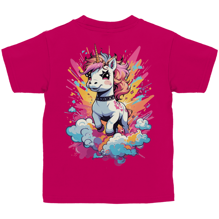 Crazy Einhorn Kinder T - Shirt mit Rückendruck - Textilzauber