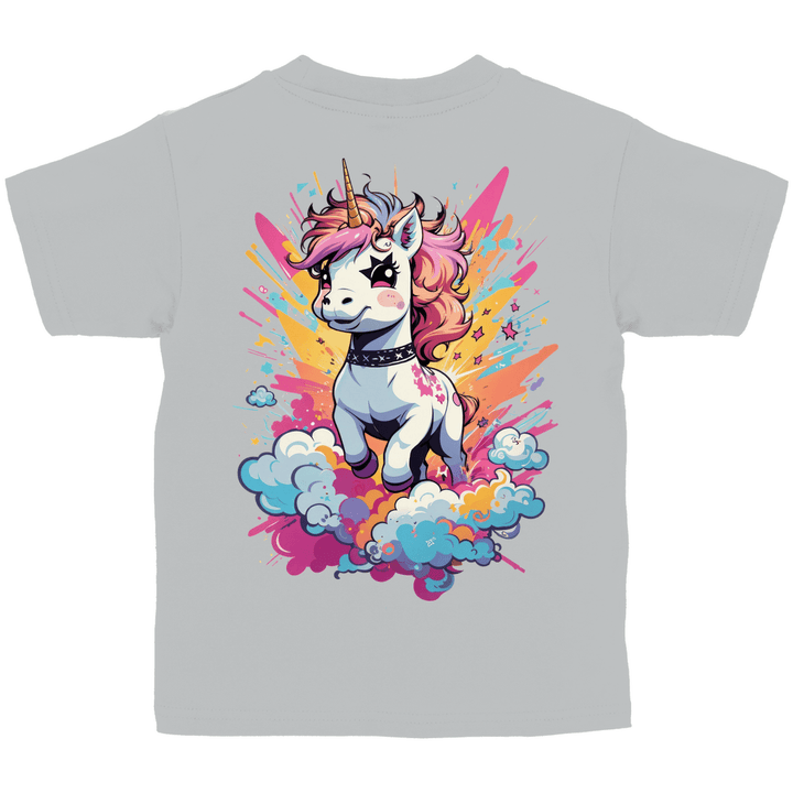 Crazy Einhorn Kinder T - Shirt mit Rückendruck - Textilzauber