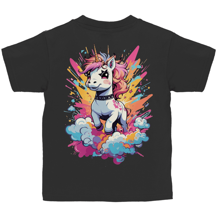 Crazy Einhorn Kinder T - Shirt mit Rückendruck - Textilzauber