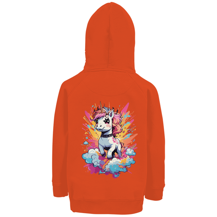 Crazy Einhorn Premium Bio Kinderhoodie mit Rückendruck - Textilzauber