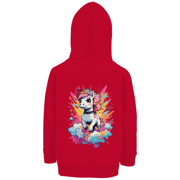 Crazy Einhorn Premium Bio Kinderhoodie mit Rückendruck - Textilzauber