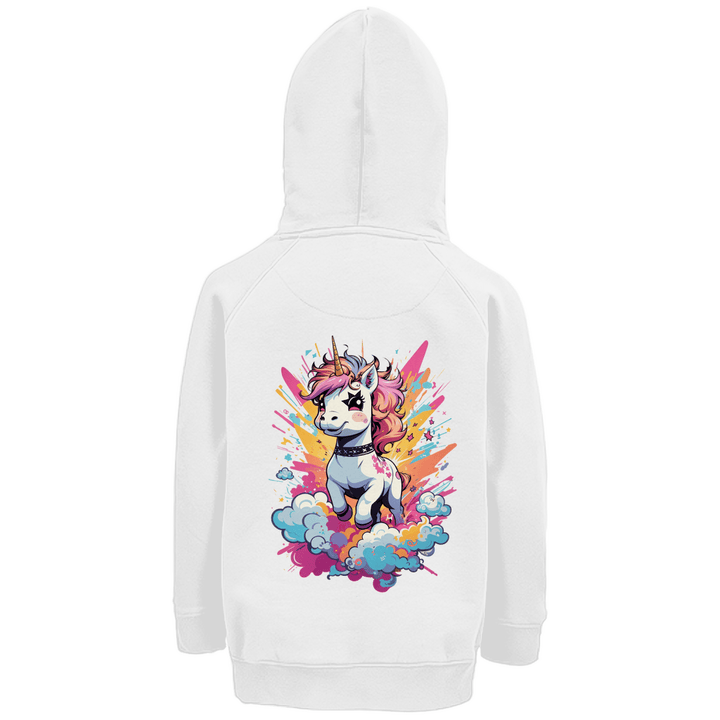 Crazy Einhorn Premium Bio Kinderhoodie mit Rückendruck - Textilzauber
