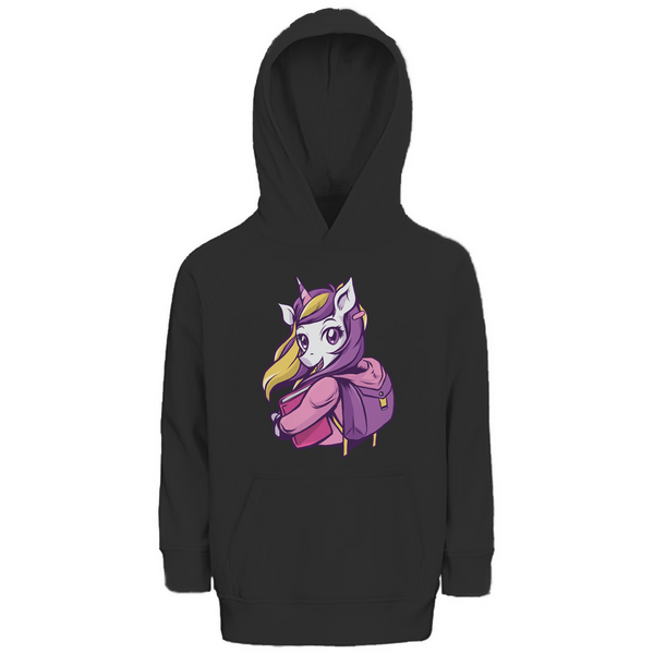 Schul-Einhorn Premium Bio Kinderhoodie