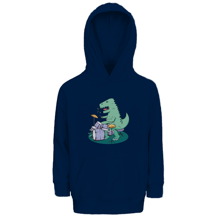Dino Drummer - Premium Bio Kinderhoodie - Textilzauber