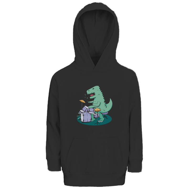 Dino Drummer - Premium Bio Kinderhoodie - Textilzauber