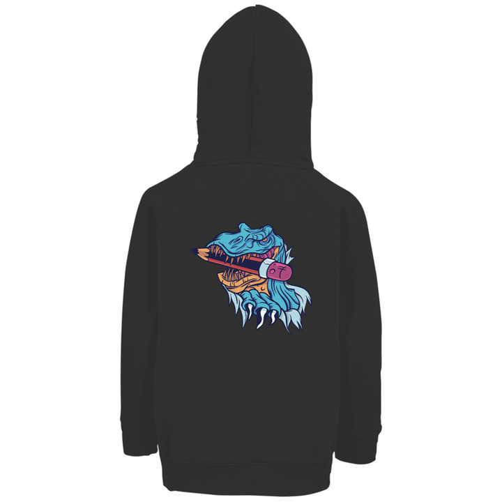 Dino - Schreibspaß - Premium Bio Kinderhoodie mit Rückendruck - Textilzauber