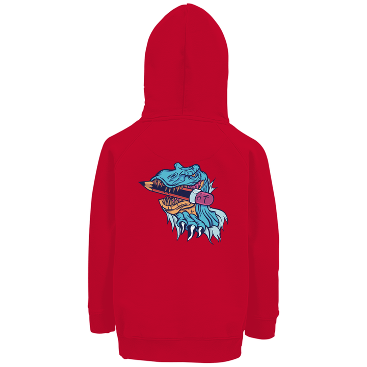 Dino - Schreibspaß - Premium Bio Kinderhoodie mit Rückendruck - Textilzauber