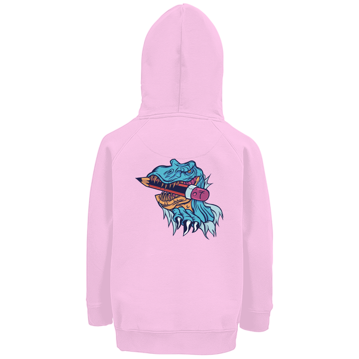 Dino - Schreibspaß - Premium Bio Kinderhoodie mit Rückendruck - Textilzauber