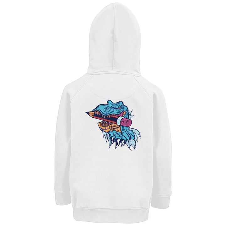 Dino - Schreibspaß - Premium Bio Kinderhoodie mit Rückendruck - Textilzauber