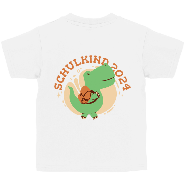 Dino Schulkind 2024 - Kinder T - Shirt mit Rückendruck - Textilzauber