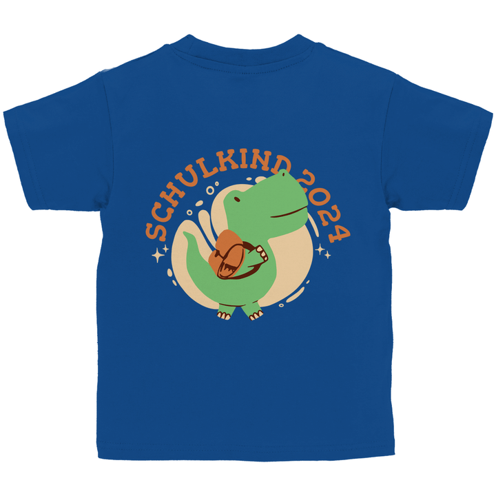 Dino Schulkind 2024 - Kinder T - Shirt mit Rückendruck - Textilzauber