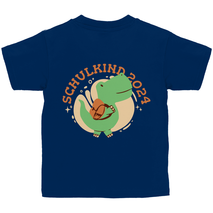Dino Schulkind 2024 - Kinder T - Shirt mit Rückendruck - Textilzauber