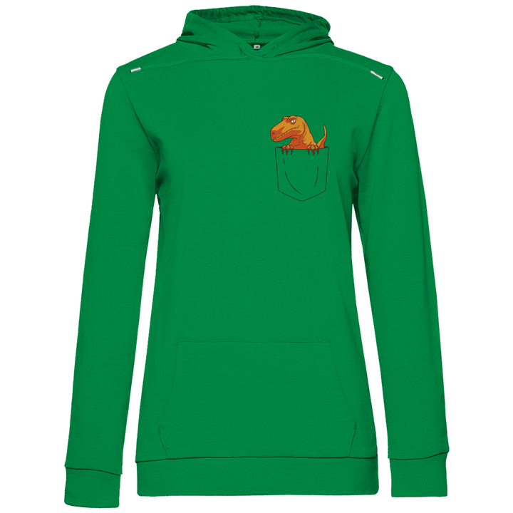 Dinosaurier in Brusttasche - Damen Hoodie - Textilzauber