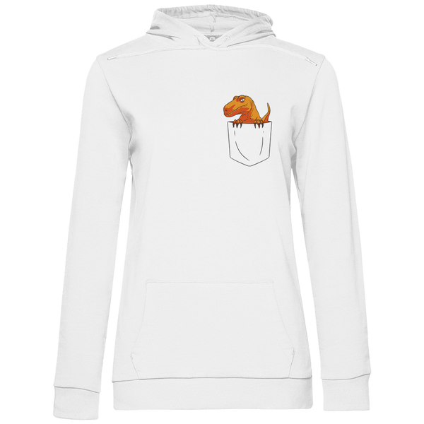Dinosaurier in Brusttasche - Damen Hoodie - Textilzauber