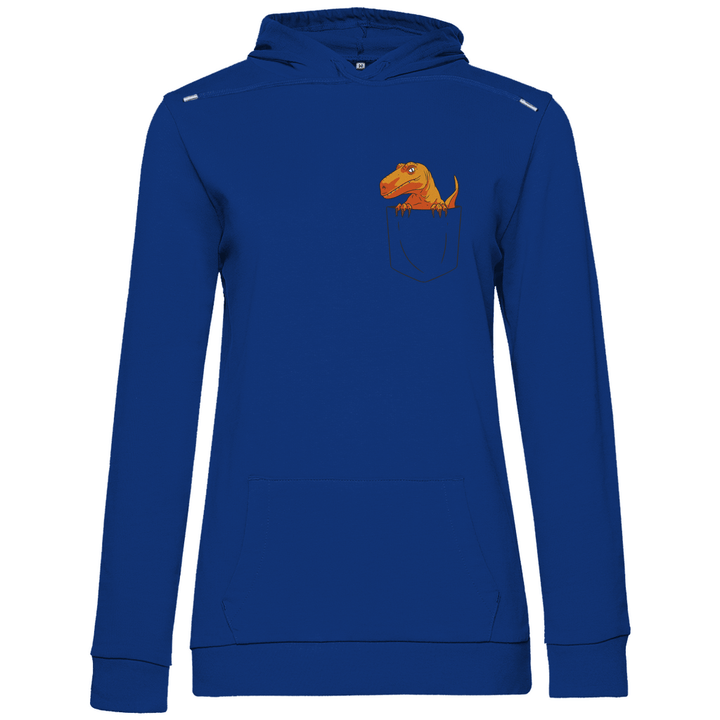 Dinosaurier in Brusttasche - Damen Hoodie - Textilzauber