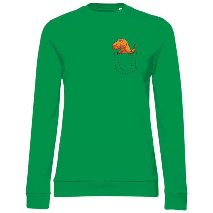 Dinosaurier in Brusttasche - Damen Sweatshirt - Textilzauber