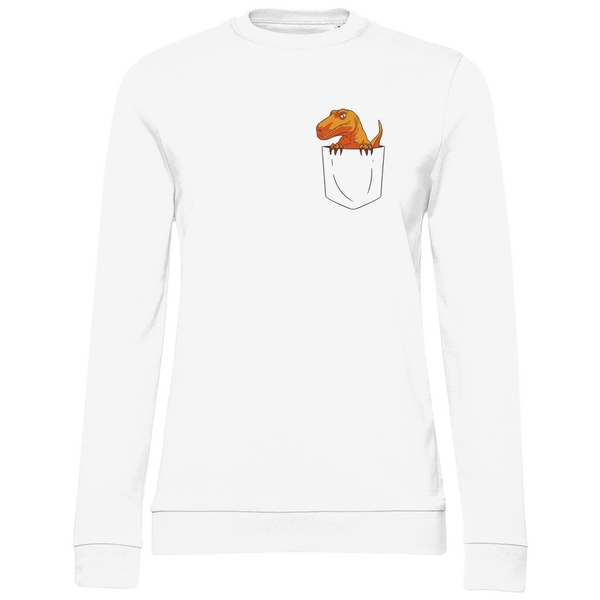 Dinosaurier in Brusttasche - Damen Sweatshirt - Textilzauber