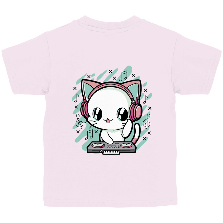 DJ - Katze - Kinder T - Shirt mit Rückendruck - Textilzauber