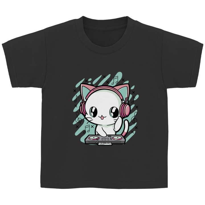DJ - Katze - Kinder T - Shirt - Textilzauber