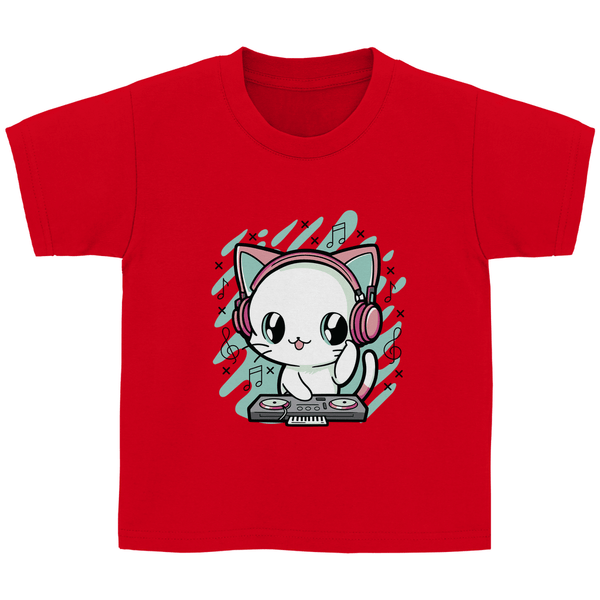 DJ - Katze - Kinder T - Shirt - Textilzauber