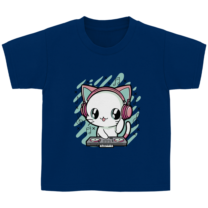 DJ - Katze - Kinder T - Shirt - Textilzauber