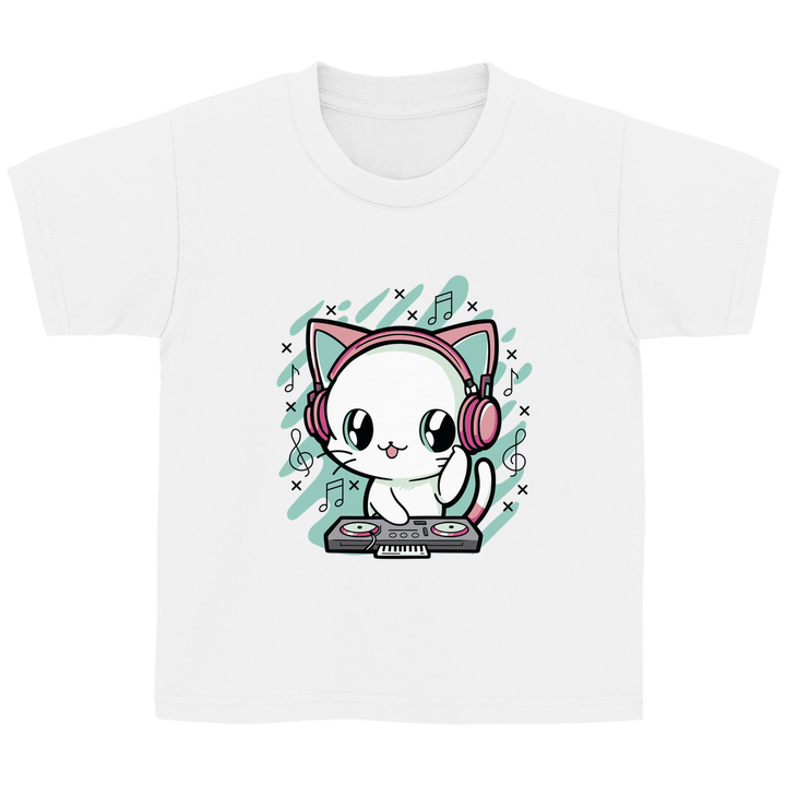 DJ - Katze - Kinder T - Shirt - Textilzauber