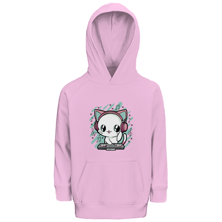 DJ - Katze - Premium Bio Kinderhoodie - Textilzauber